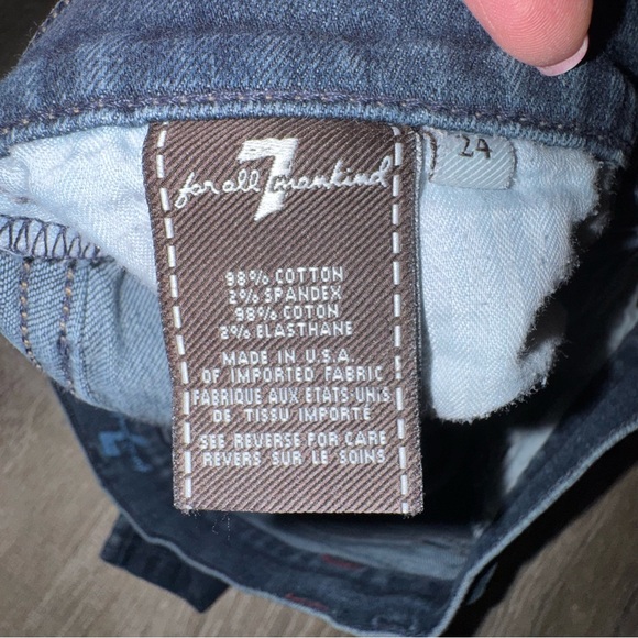 7 For All Mankind 7FAM Dark Blue indigo Straight Leg Jeans 24 - Picture 4 of 11